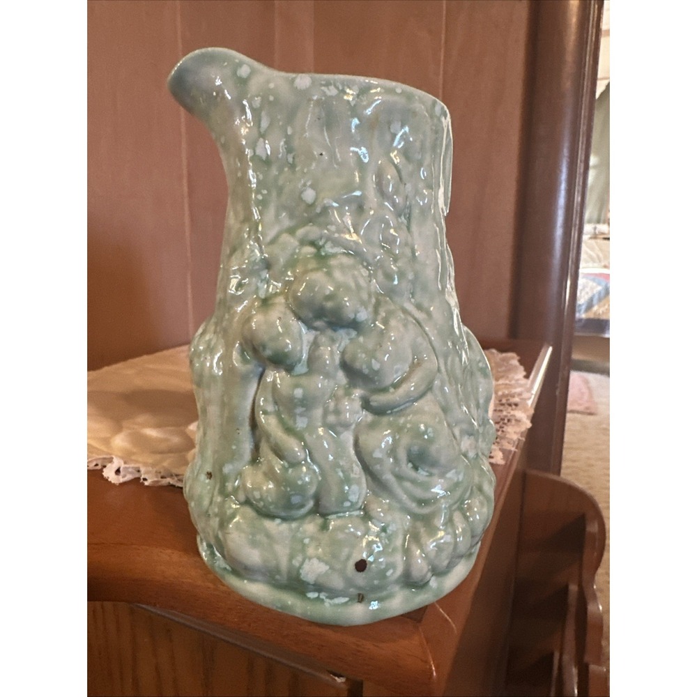 Light Blue And Green White Ceramic‎ PITCHER BABES IN THE WOODS Art Pottery 1958